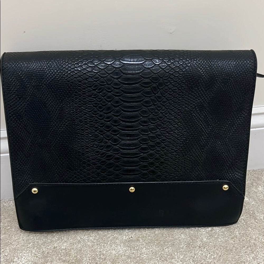 Elegant Black Clutch with Gold Accents